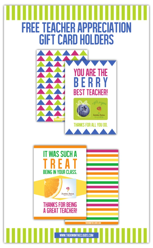Free Teacher Appreciation Gift Printables | Let your kid's teacher know just how much you appreciate them by giving them this sweet gift holder printable. Perfect for end of the year gift! 