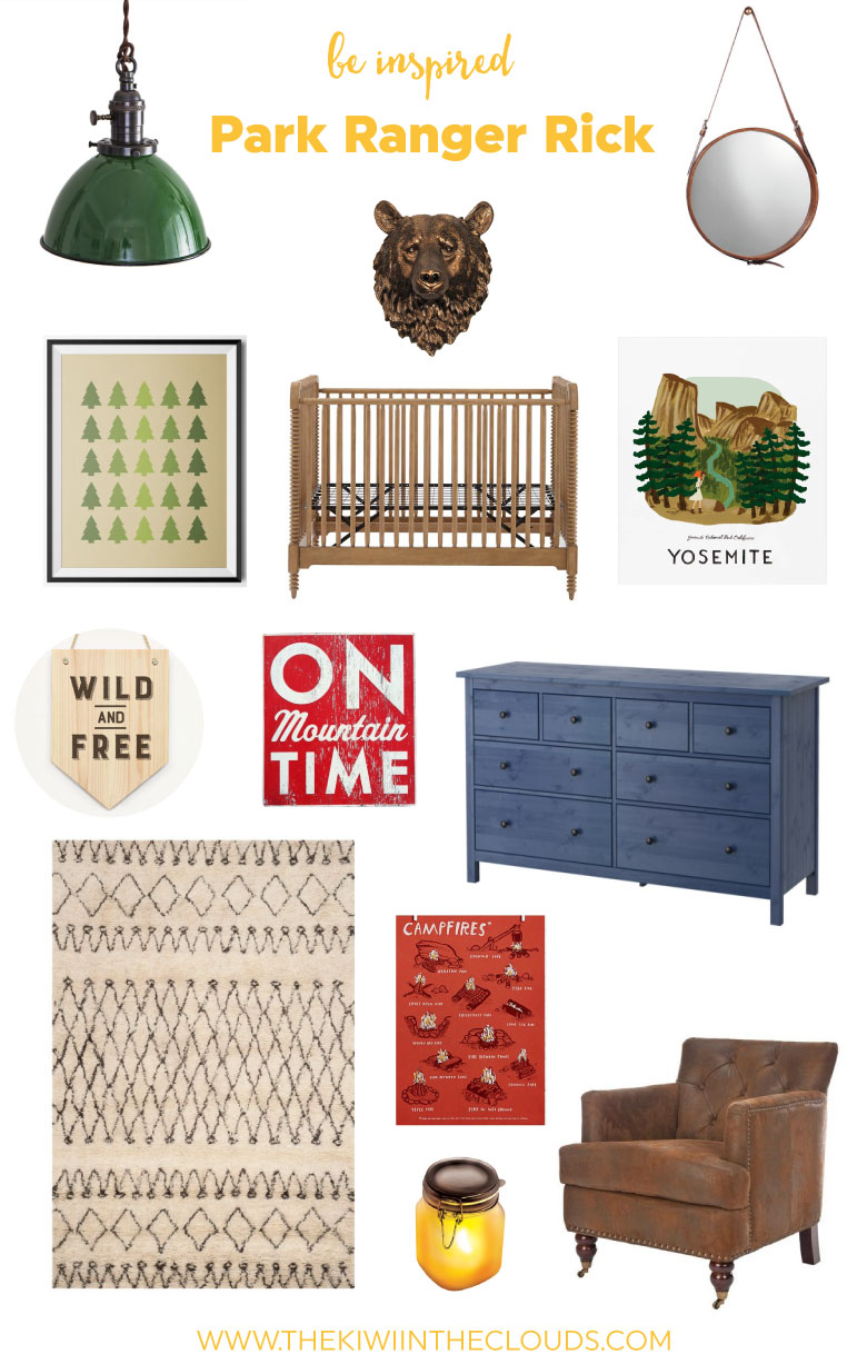 Outdoor themed nursery. This boys nursery idea is a perfect blend of masculine and trendy. And these pieces can grow with your baby!