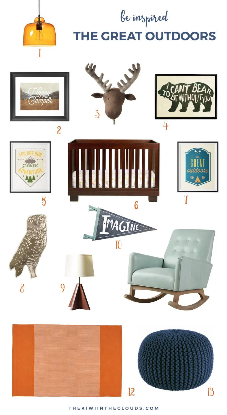 Camp Themed Nursery for Boys | Click through for all the details on how to design your little baby's nursery to reflect the great outdoors.