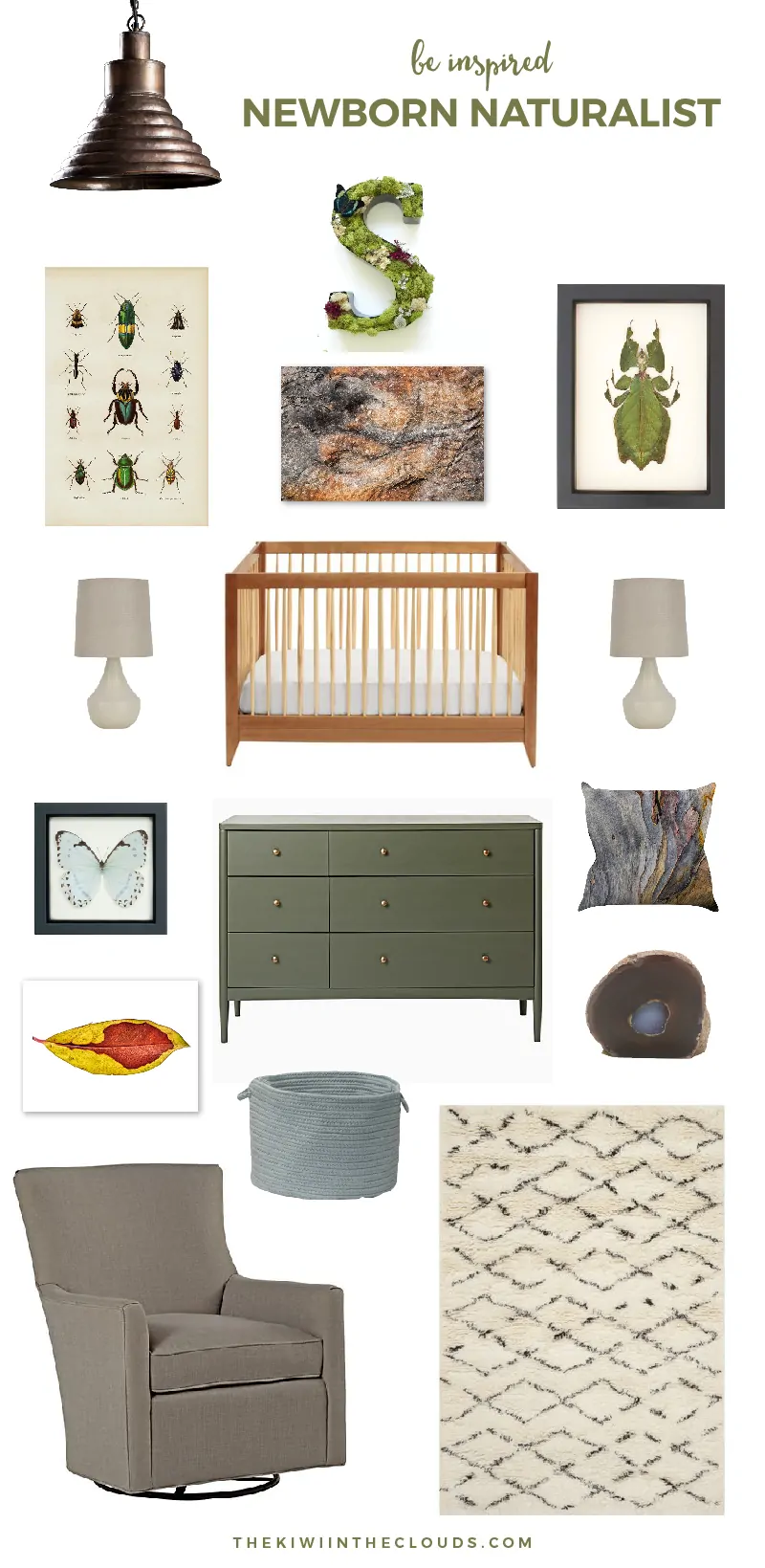 Newborn Naturalist | This nursery theme features all the natural curiosities on the Earth and pulls it all together in a calming, neutral and soothing baby room. Click through to find all the details.