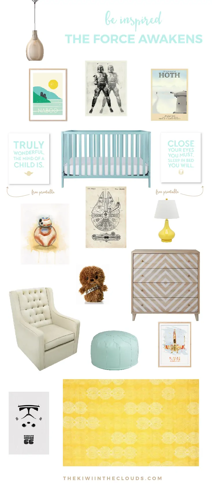 Star Wars Nursery: The Force Awakens | Have you caught the Star Wars fever and you're wondering how to incorporate it into your little one's room without making it look over the top and tacky? If you said yes, then this room is totally for you! The soft hues make it equally lovely for boys and girls. Plus it's a room your baby can grow with for years!