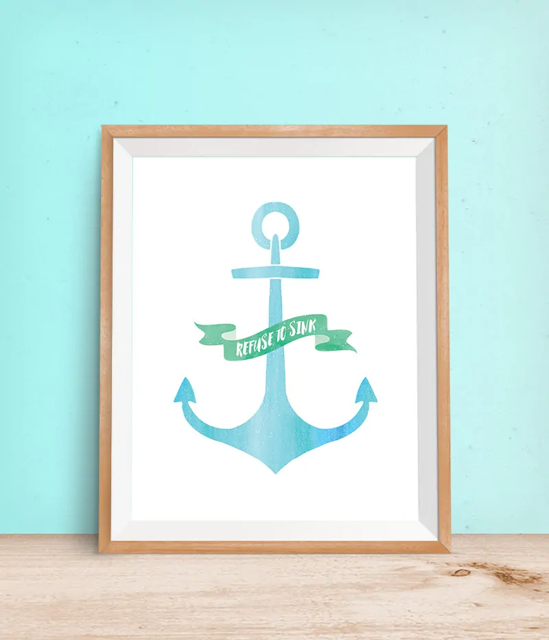 Anchor Free Printable Wall Art | This inspirational anchor printable is 8"x10" and is perfect for a soft, serene nursery or even in the living room of a coastal themed home. Click through to download your copy today!