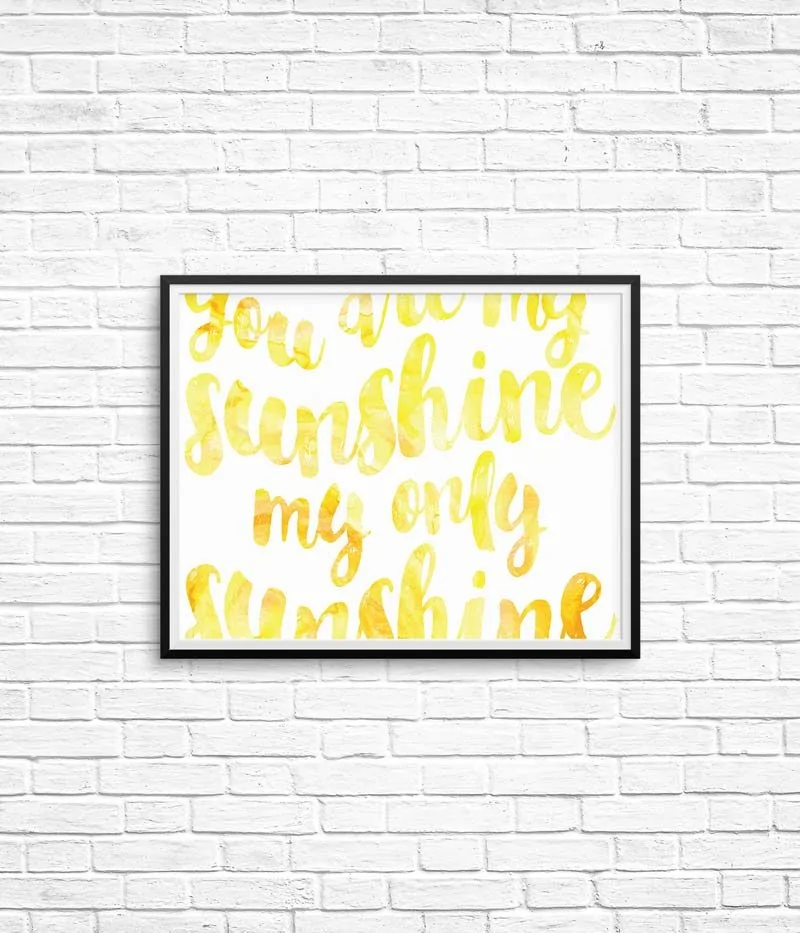 You Are My Sunshine Free Print | Click through to download this free printable wall for your home and decorate your baby's nursery, kid's bedroom or your living room instantly!
