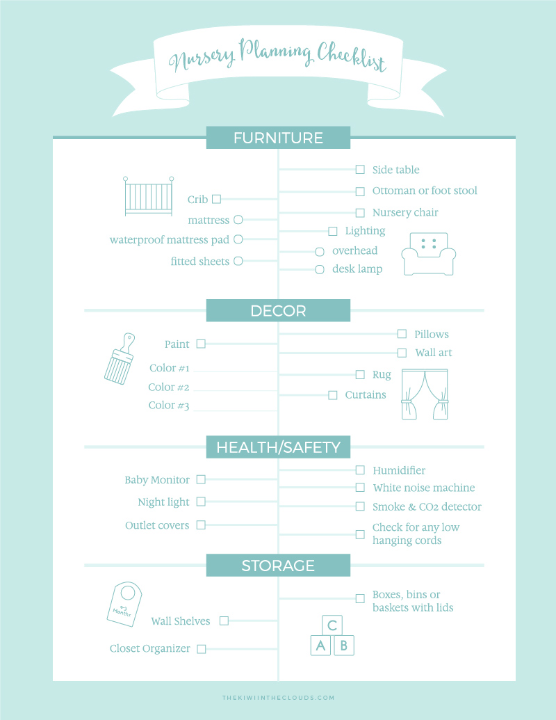 Download your FREE copy of this nursery planning checklist to avoid overwhelm and overpaying when planning for your little baby's room! 
