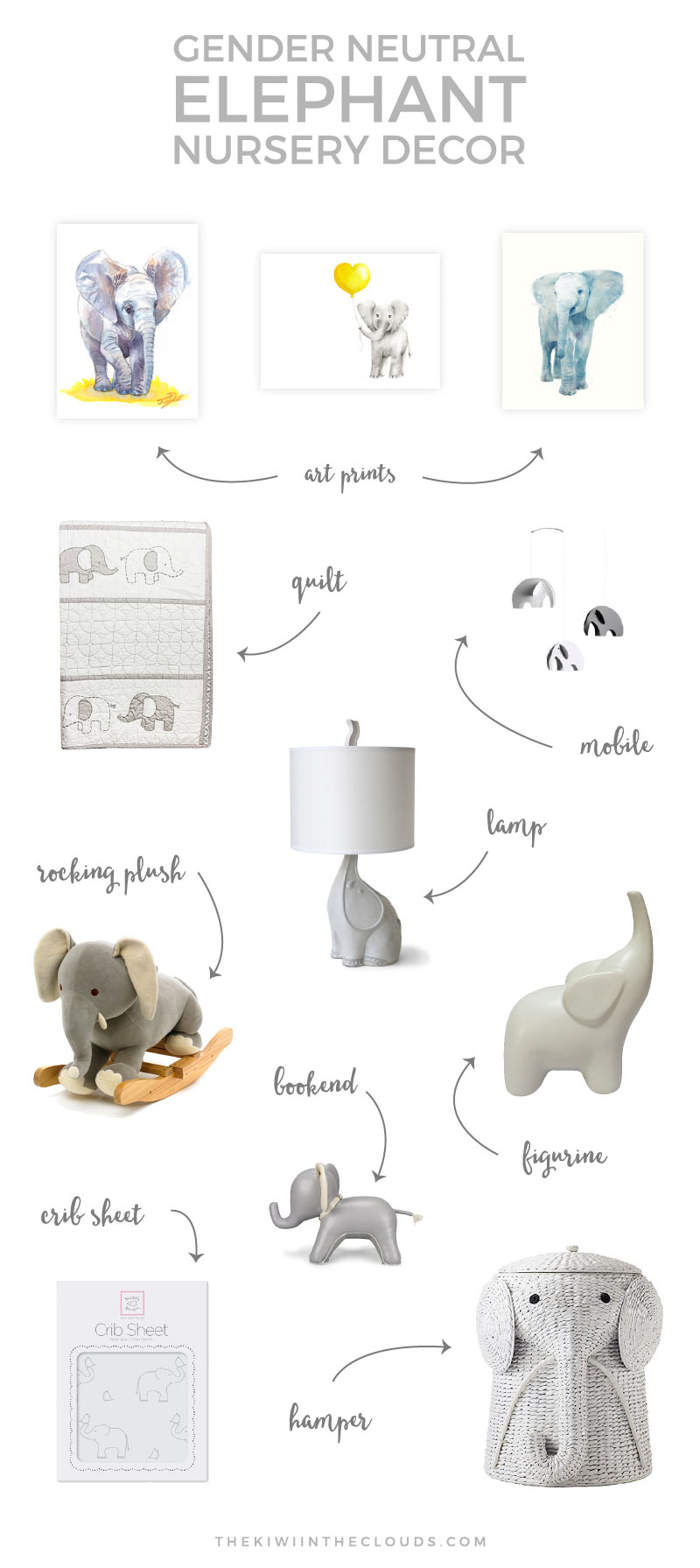 If you're planning a neutral elephant themed nursery for baby, then you'll want to check out this collection of the cutest elephant nursery decor items.