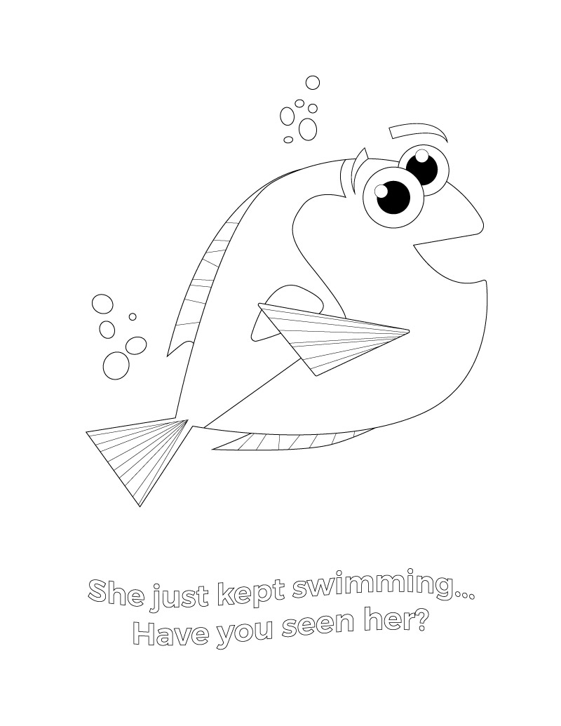 Come celebrate the newest Disney movie with these free Finding Dory coloring pages for kids featuring Dory and Bailey the beluga whale. 
