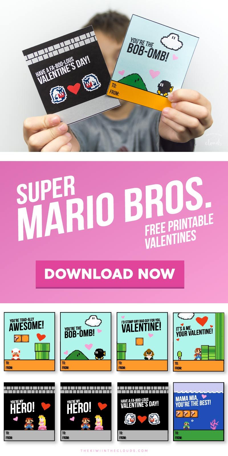 kids valentines cards | free printables for kids | super mario