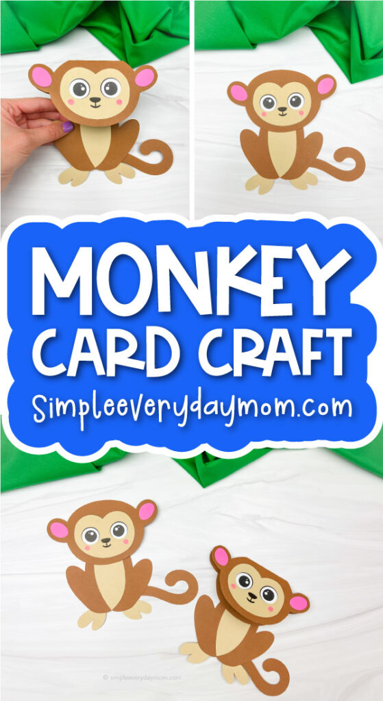 monkey card craft image collage with the words monkey card craft