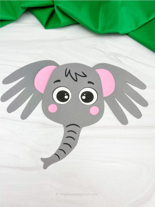 Elephant Handprint Craft For Kids [Free Template] Story