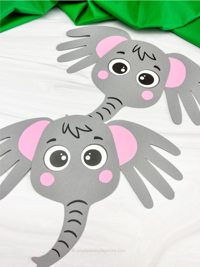 Elephant Handprint Craft For Kids [Free Template] Story
