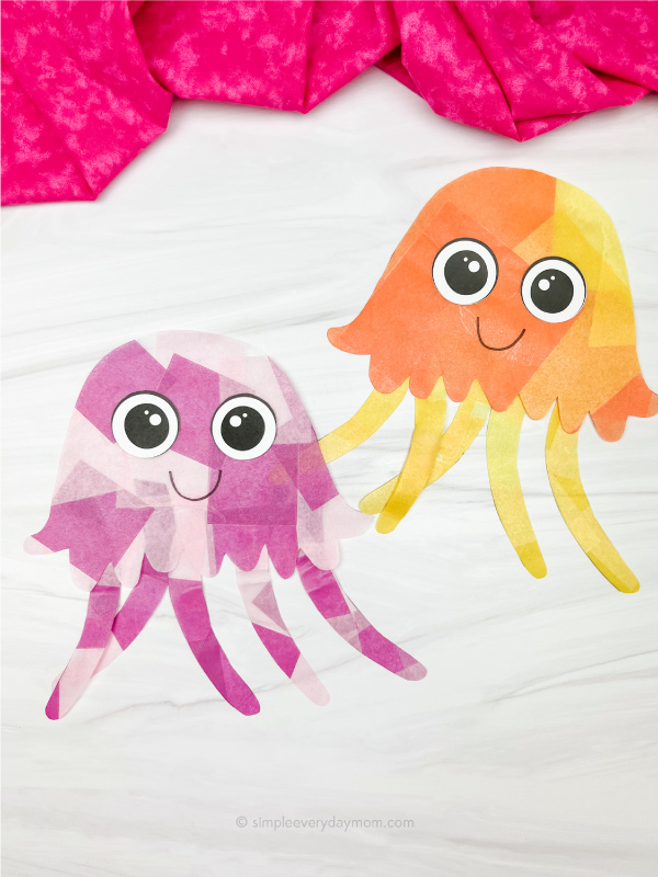 2 jellyfish suncatcher crafts