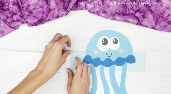 hand taping extender to jellyfish headband craft