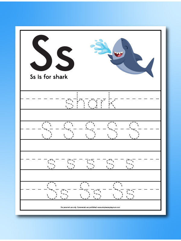 shark handwriting worksheet
