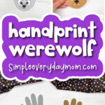 handprint werewolf image collage with the words handprint werewolf