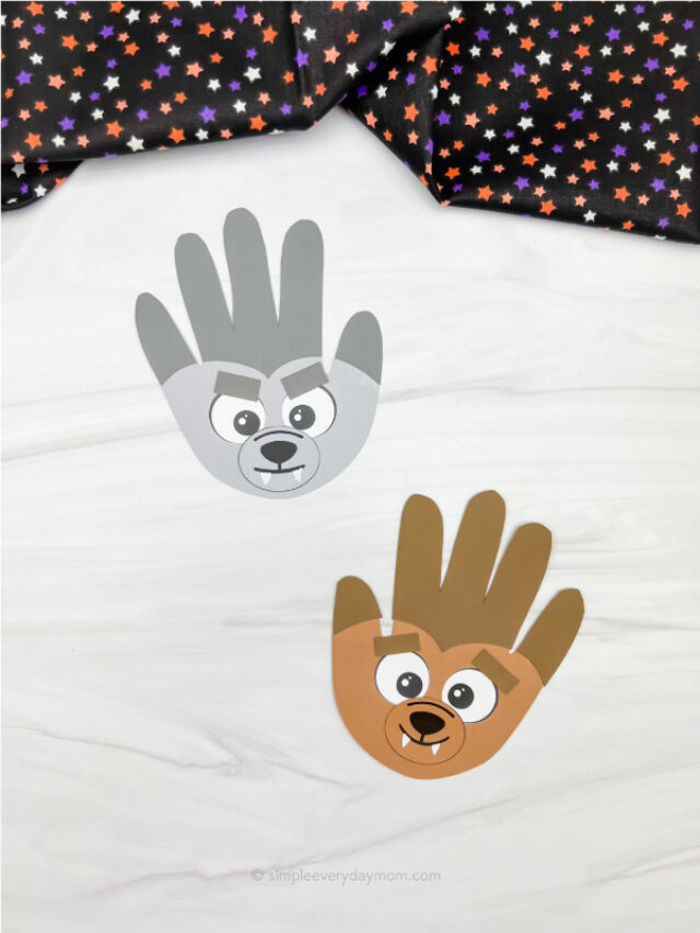2 handprint werewolf crafts