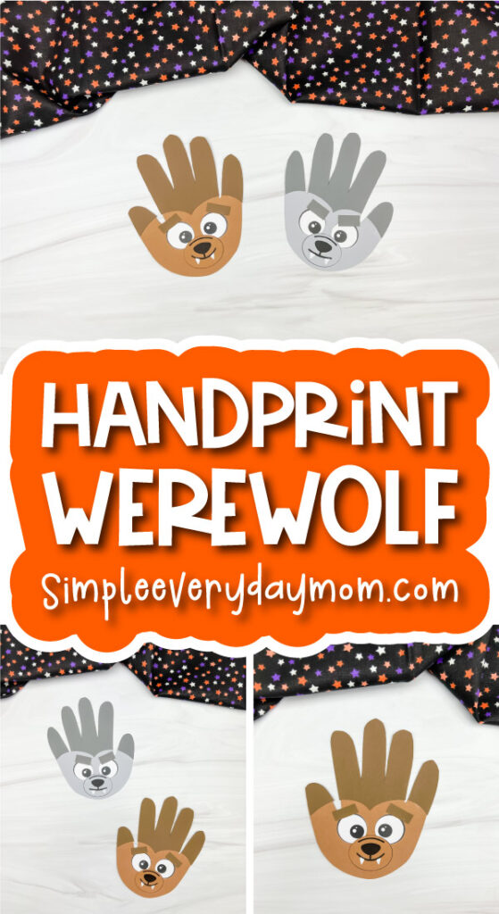 handprint werewolf image collage with the words handprint werewolf