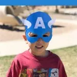 Little boy with captain america mask