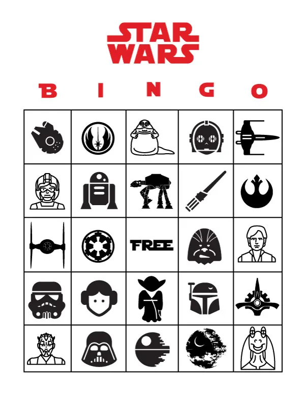 Free Printable Star Wars Bingo | Star Wars activities for kids