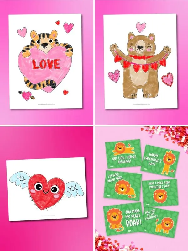 collage of valentines day printables