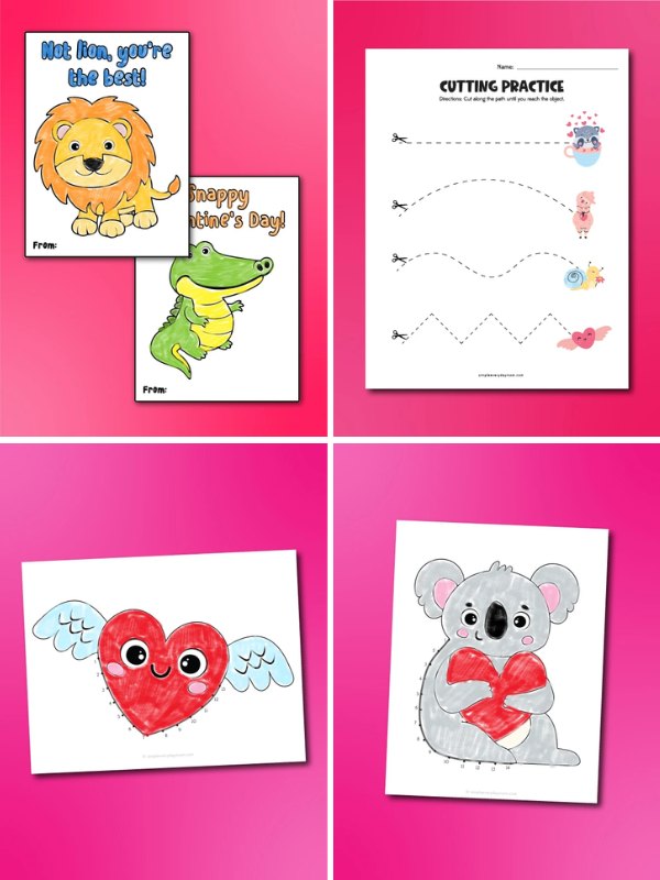 Collage image of Free Children's Valentine Printables