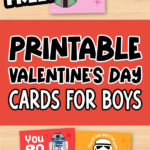 Star Wars Valentine's Day cards image collage with the words printable Valentine's Day cards for boys