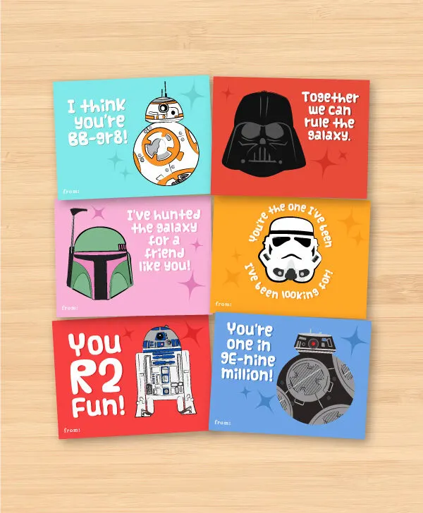 6 Star Wars Valentine's cards for kids