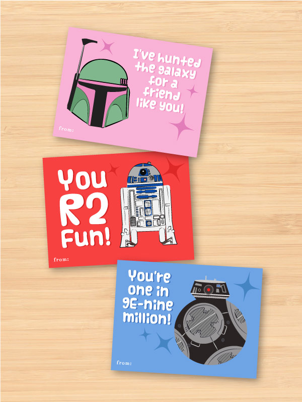 3 Star Wars Valentine's cards for kids