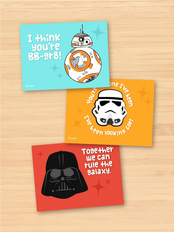 3 Star Wars Valentine's cards for kids