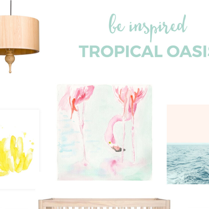 Tropical Baby Nursery | This baby girl's nursery inspiration board is fun, flirty and screams summer time! Click through to view all the details.