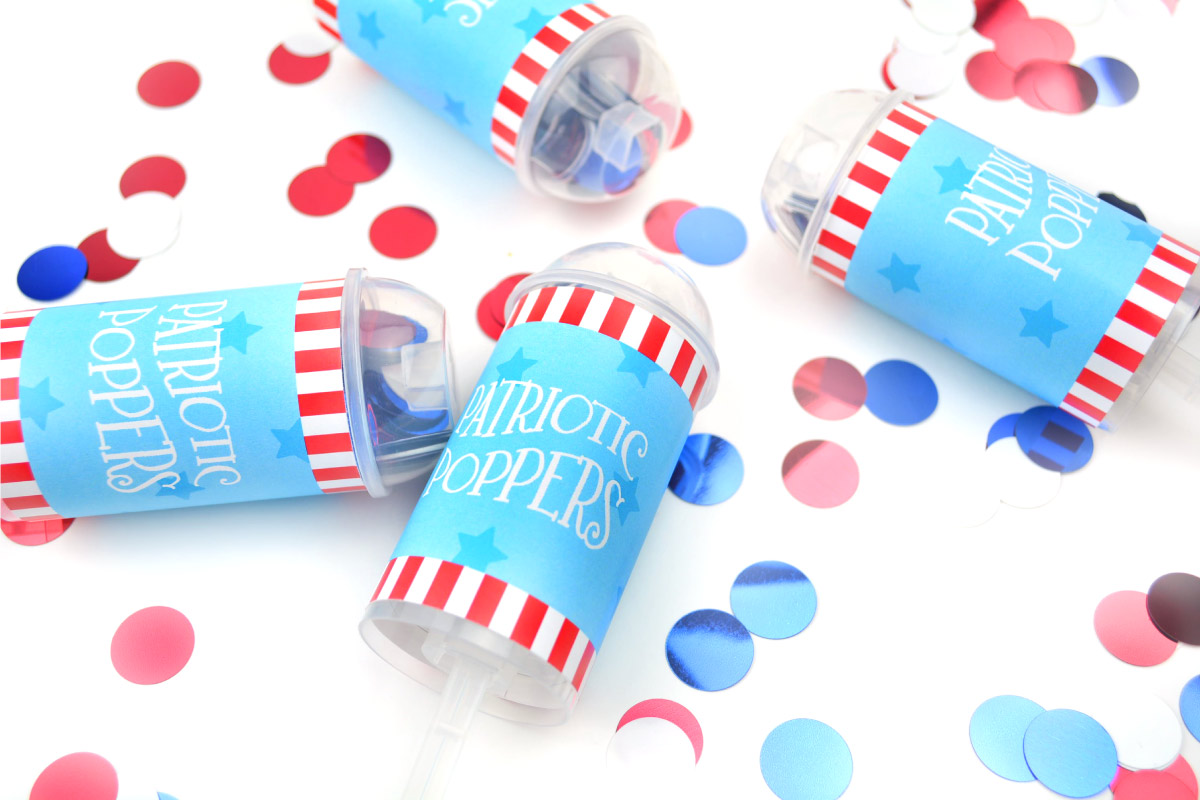 Let your young kids in on the patriotic festivities with these Fourth of July confetti poppers diy and FREE printables. No more worrying about firework safety. Click through to download yours today.
