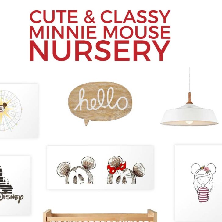 Create the perfect Disney nursery for your little girl with this adorable Minnie Mouse nursery. It's cute and features a red, black and tan color palette. Click through for all the sources.