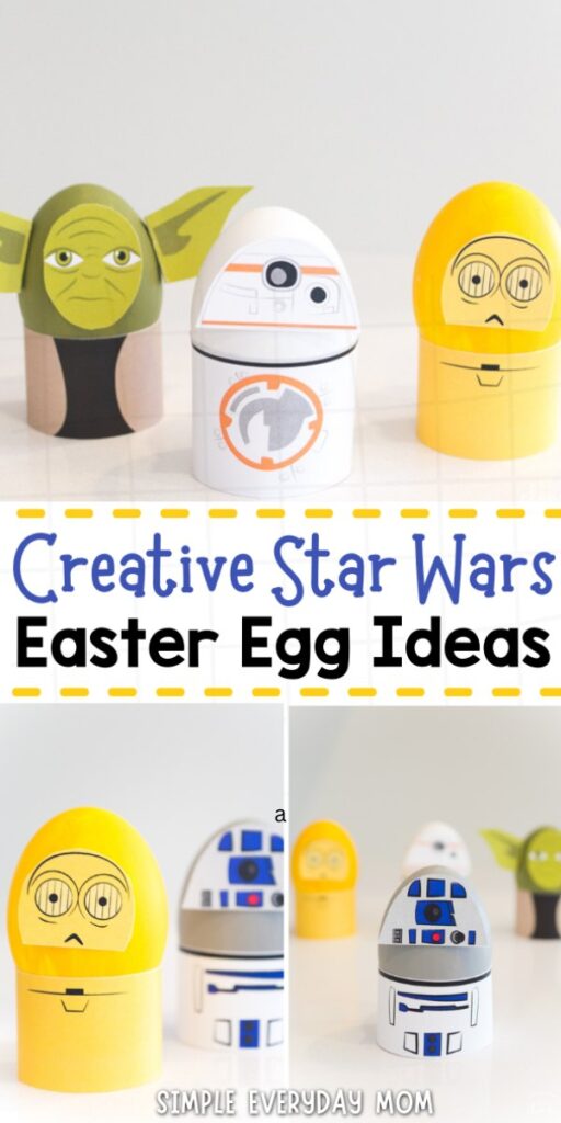 Star Wars themed Easter egg image collage with the words creative Star Wars Easter Egg ideas