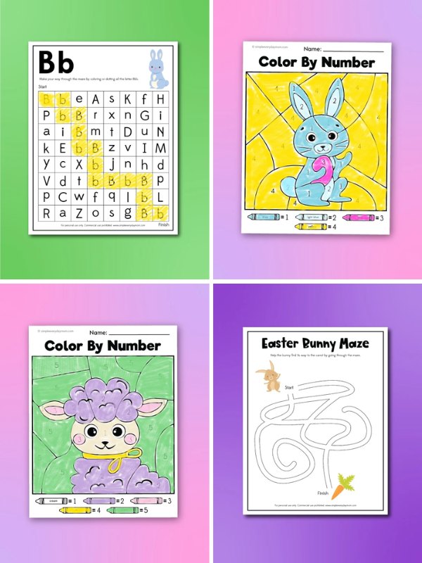 Collage image of Easter Printable Activities
