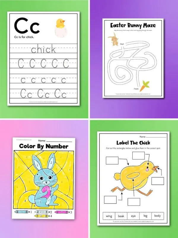 Collage of Fun Easter Printables