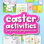 printable Easter activities for kids image collage with the words Easter activities in the middle