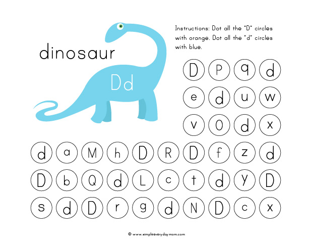 dinosaur dot letter printables | letter activities for kids | printables for kids