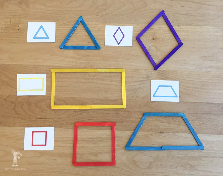 Teach kids shapes like triangle, diamond, rectangle, square and more with these low prep printable worksheets. 