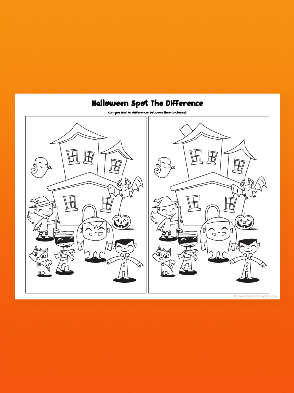 Halloween spot the difference worksheet
