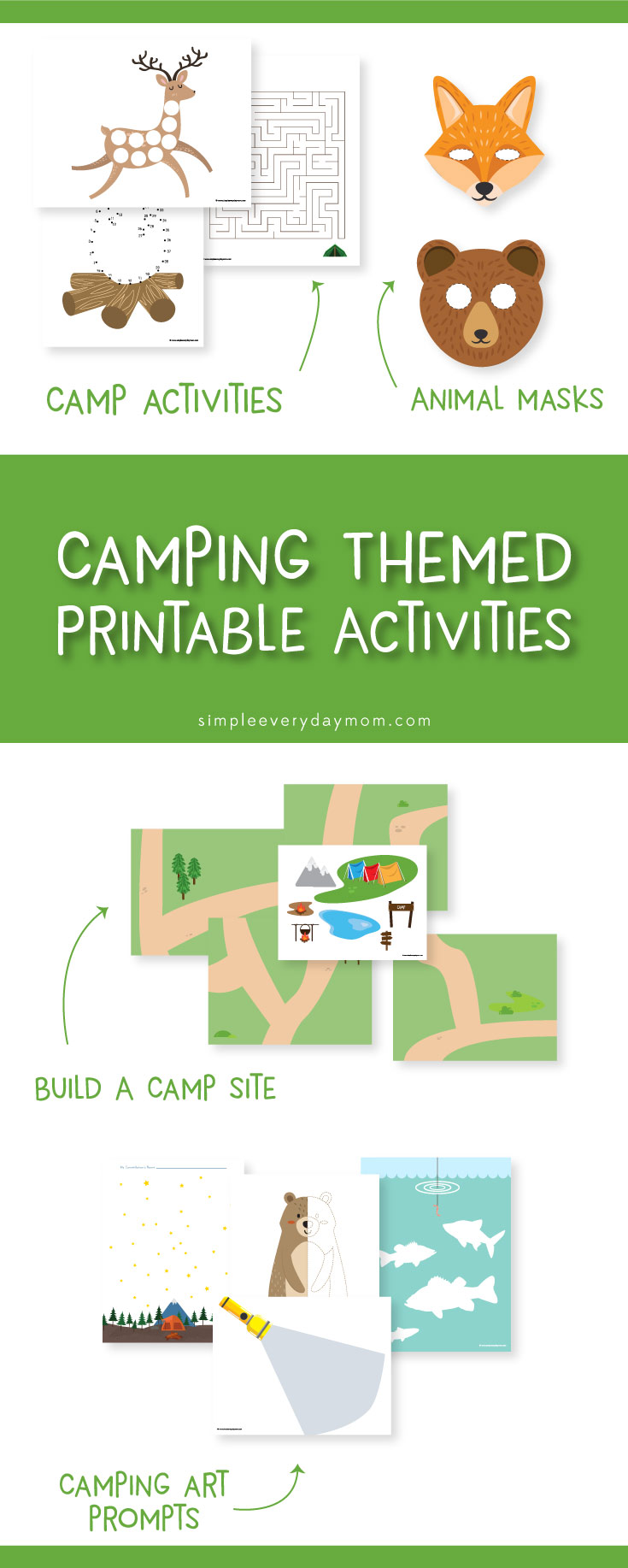 Camping printables for kids | Give yourself some quiet time while your kids strengthen their creativity. They're great for kindergarten , preschool and more. 