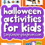 kids Halloween activities image collage with the words Halloween activities for kids