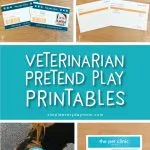 Let your toddler or preschooler develop their creativity with these pretend play vet clinic printables that kids are sure to love! They're perfect for dramatic play centers or rainy days inside.