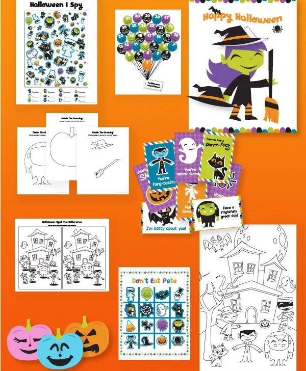 Halloween activities for kids image collage