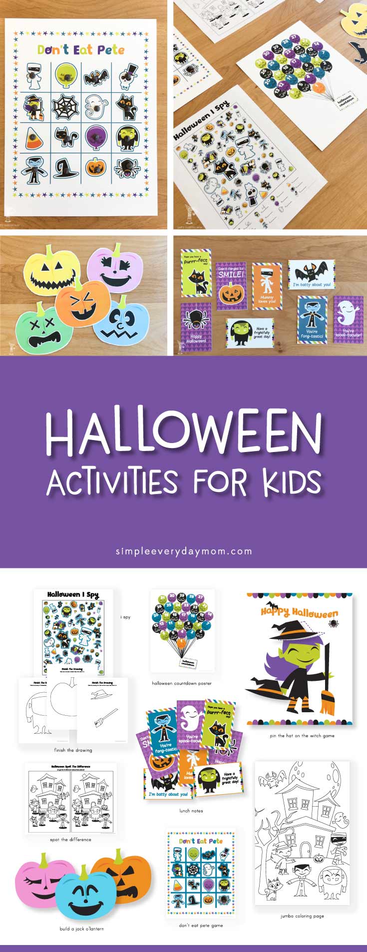 printable halloween activities for kids | halloween lunch notes | halloween games