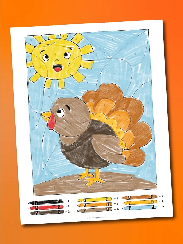 turkey color by number printables