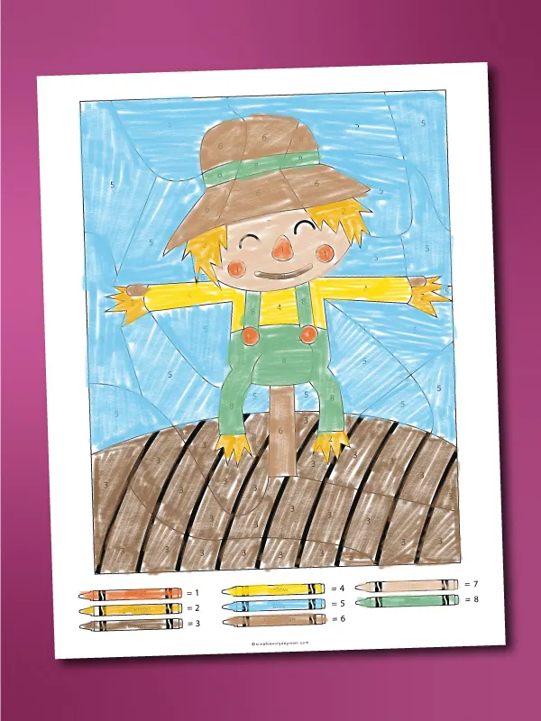 scarecrow color by number printable