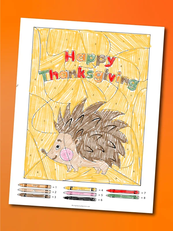 happy thanksgiving color by number printable