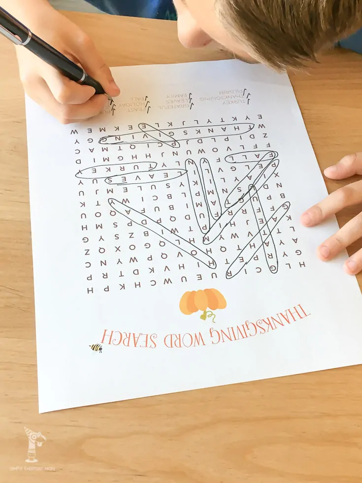Thanksgiving word search for kids | printables for family & kids