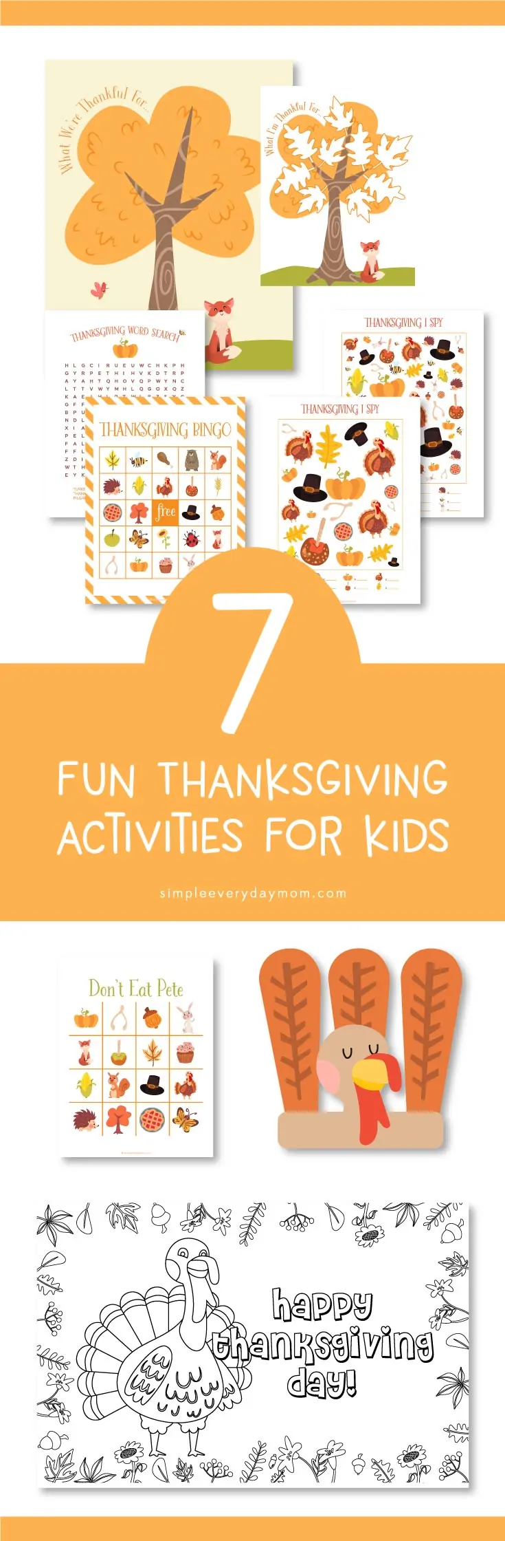 Create some new family traditions and spend quality time together doing these fun Thanksgiving activities for kids. Download the entire printable pack for games, easy crafts, coloring and more! 