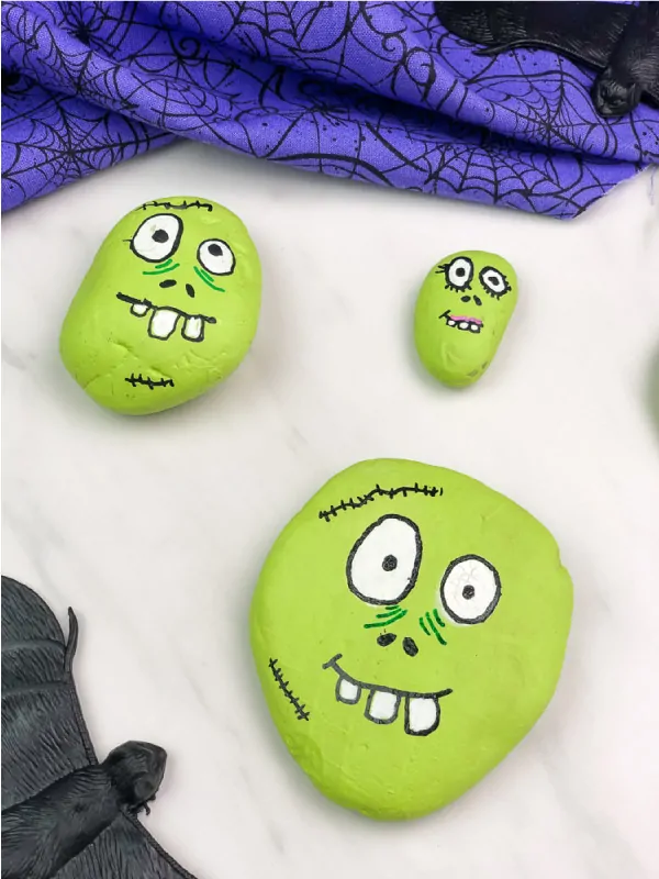 zombie painted rocks for kids