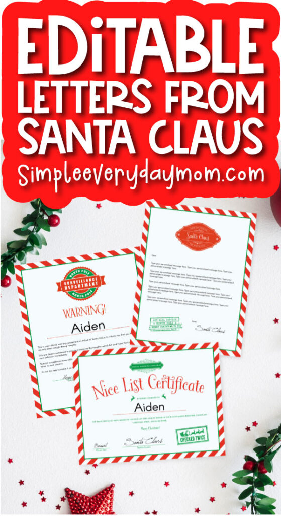 editable letters from Santa with the words editable letters from Santa Claus